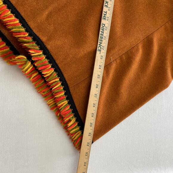 VTG 60s Wool Poncho w/ yarn details Burnt Orange size Small Mod Retro - Picture 7 of 7